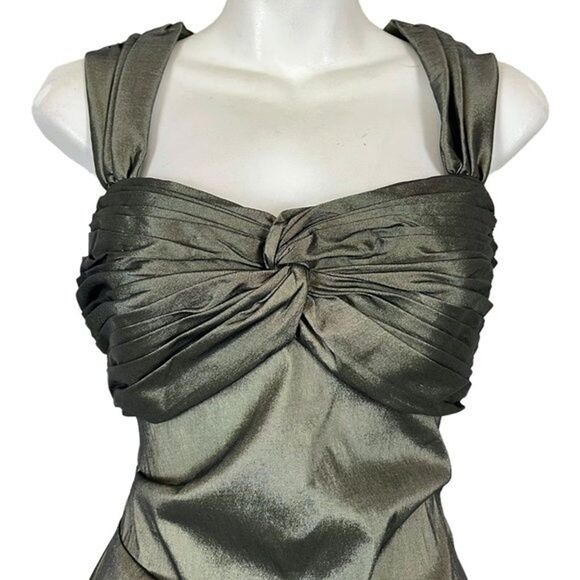 Cachet Womens Green Lined Babydoll Ruched Whimsigoth Sleeveless Party Dress 8 - Picture 2 of 16
